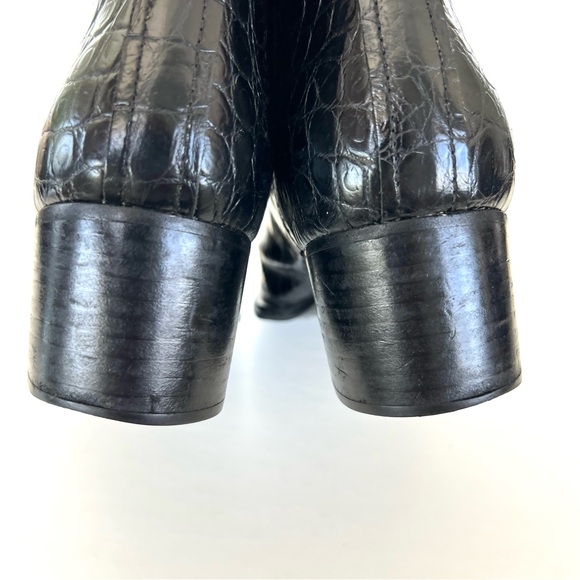 RAG & BONE Walker II Black Croc Embossed Leather Heel Bootie Ankle Boots Sz 41 - Picture 12 of 15